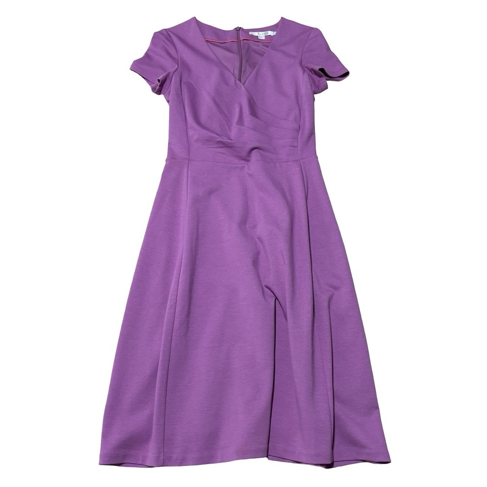 Boden V-Neck Ponte‎ Maxi Dress Plum Cotton Blend Size 4R - 16 x 39
